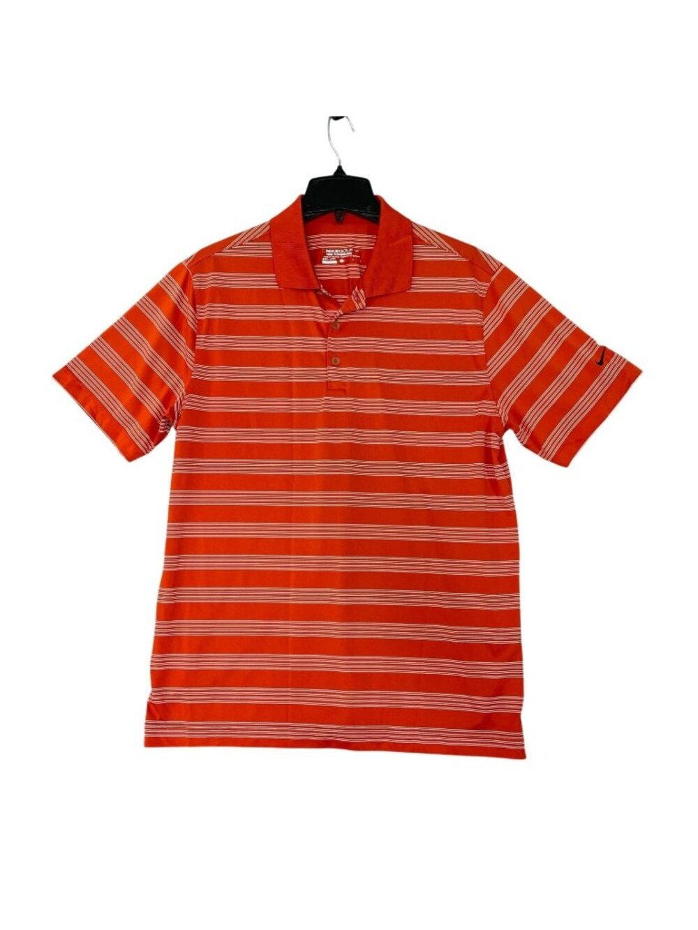 Nike Men's L Golf Tour Performance Dri-Fit Polo Shirt Red & White Striped F1317